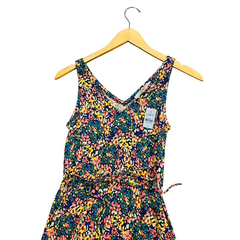 LOFT Floral Maxi Dress in Teal, Pink & Yellow - Picture 7 of 10